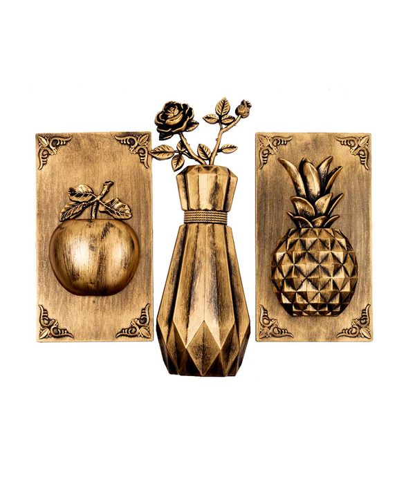 Adorno De Pared X 3 Piezas Frutas Y Florero 49 Cm Panamericana