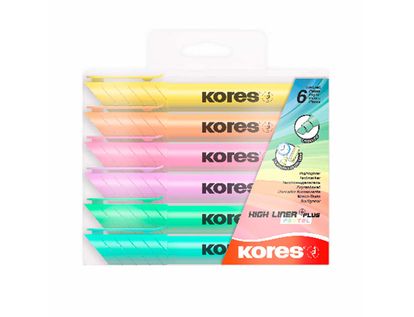 resaltadores-kores-high-liner-plus-color-pastel-por-6-unidades-9023800360601
