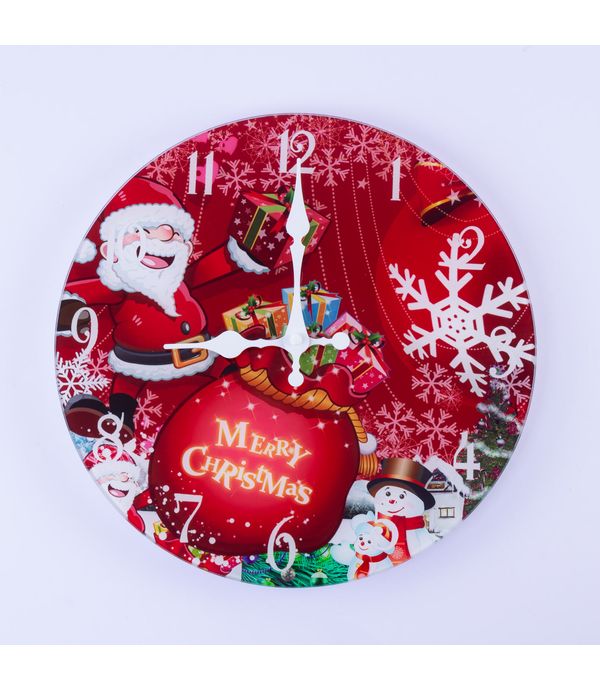 Reloj De Pared Con Diseno Papa Noel Y Muneco De Nieve Panamericana