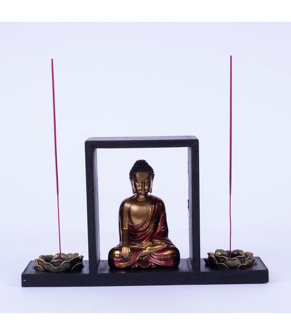 Gesto Budismo mudra decoraci/ón Espiritual Feng Shui MC Trend Soporte para Incienso con Figura de Buda meditaci/ón