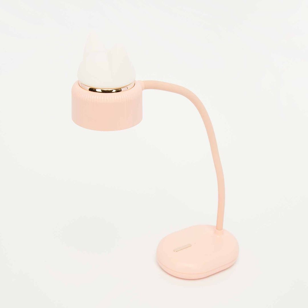 lampara de mesa usb rosada flexible 35 cm diseno gato