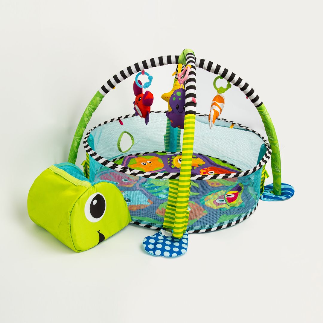 gimnasio para bebe diseno de tortuga con piscina de pelotas