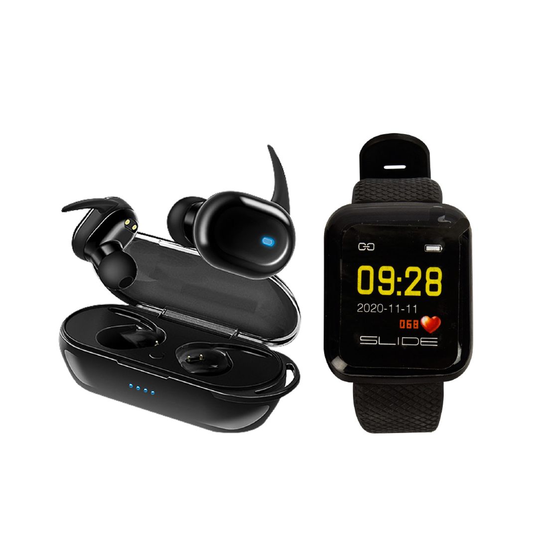 Reloj Smartwatch + audífonos con estuche Bluetooth Slide - Panamericana