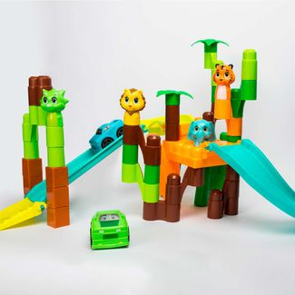 set-de-bloques-56-piezas-jungla-con-animales-carros-azul-verde-616188