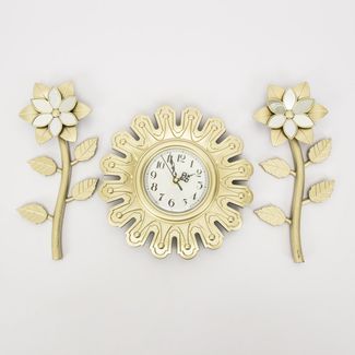 set-reloj-de-pared-25-5cm-con-flores-champagne-7701016124348