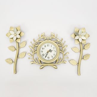 set-reloj-de-pared-25cm-ramas-con-flores-champagne-7701016124355