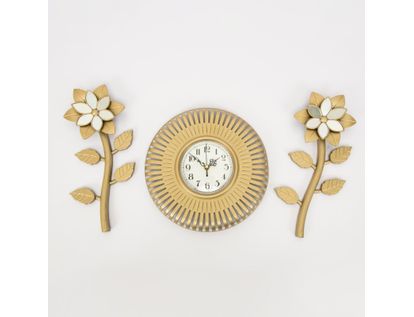 set-reloj-de-pared-25cm-rueda-con-flores-champagne-7701016124379