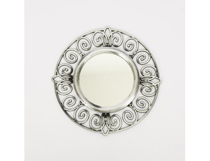 set-espejo-de-pared-25cm-circular-con-flores-plateado-y-negro-7701016124614