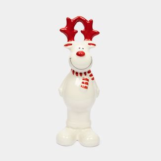 reno-de-26-cm-en-ceramica-con-bufanda-a-rayas-rojo-y-blanco-7701016190312