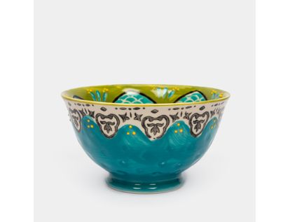 bowl-en-ceramica-de-550ml-verde-azul-diseno-hojas-flor-7701016261531