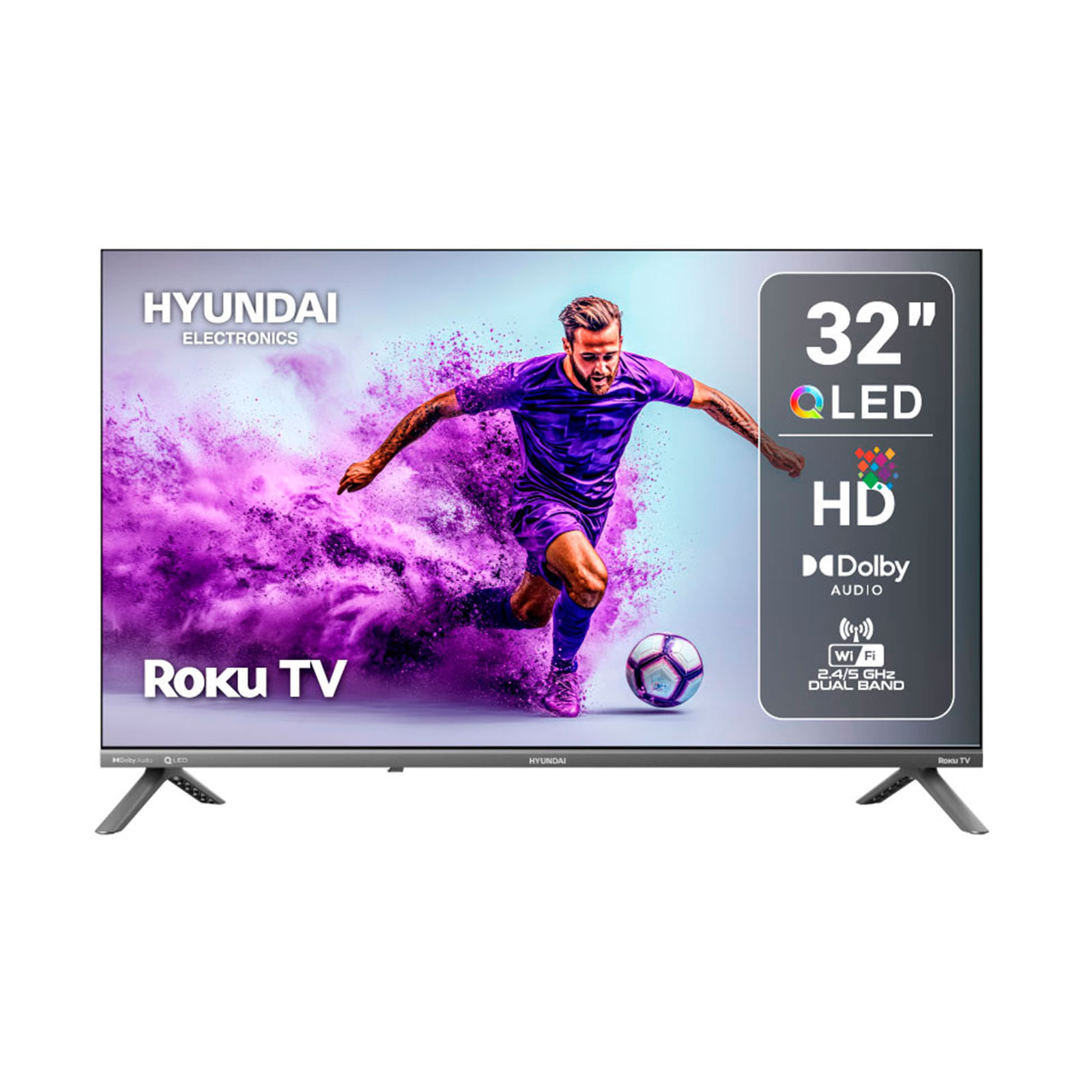 Televisor Hyundai de 32" smart HD Qled Roku HYLED3258QR